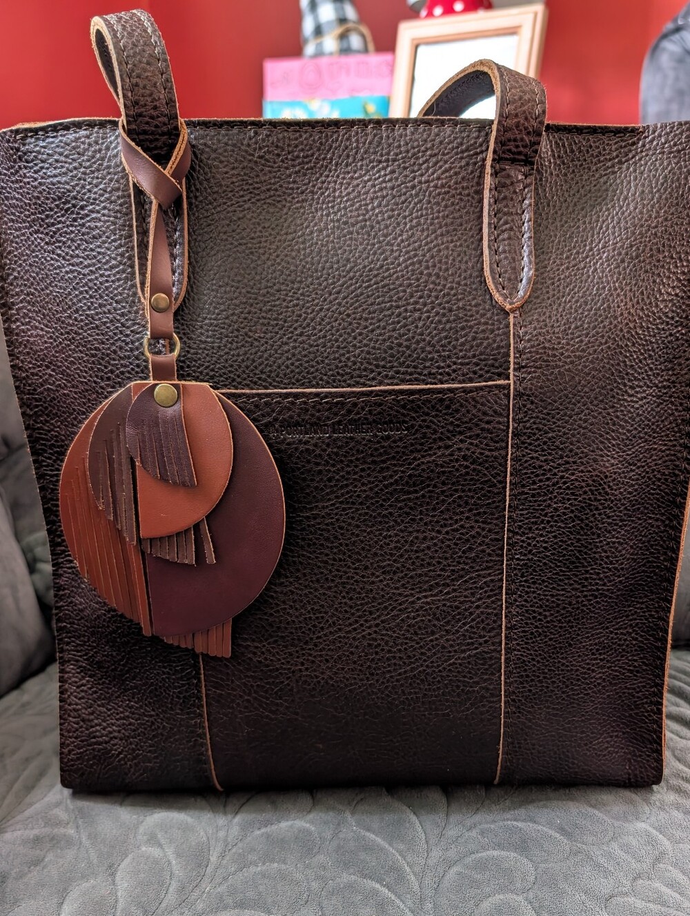 Portland Leather Large North/South Lola Crossbody Tote in Coldbrew